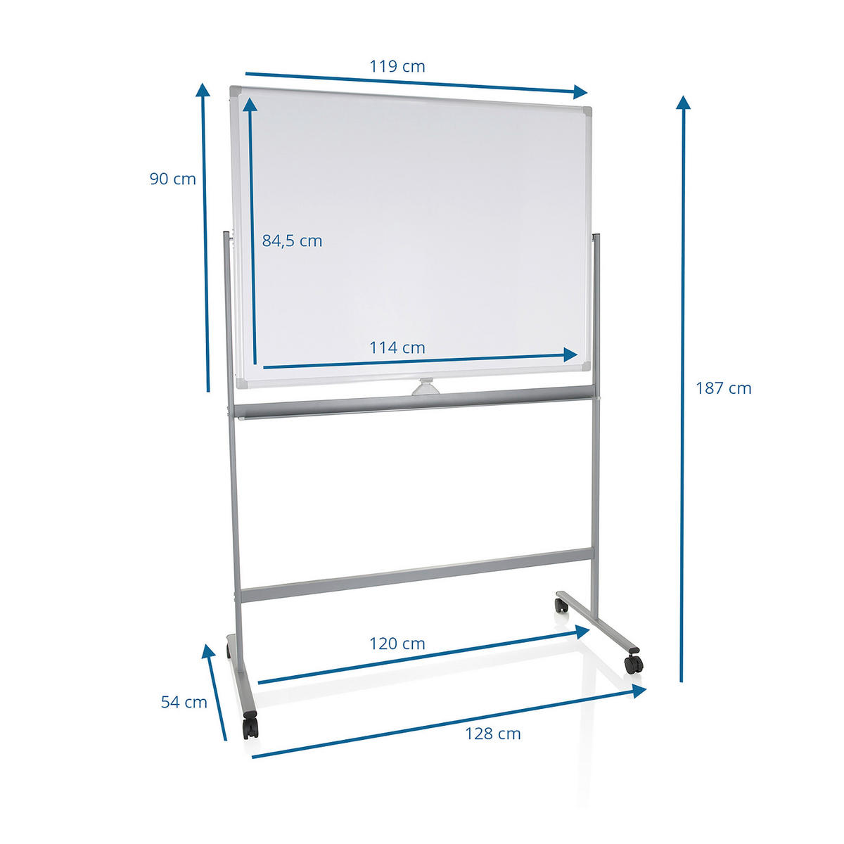 WHITEBOARDTAVLA - vit/silver, Basics, metall (128/187/54cm) - MID.YOU