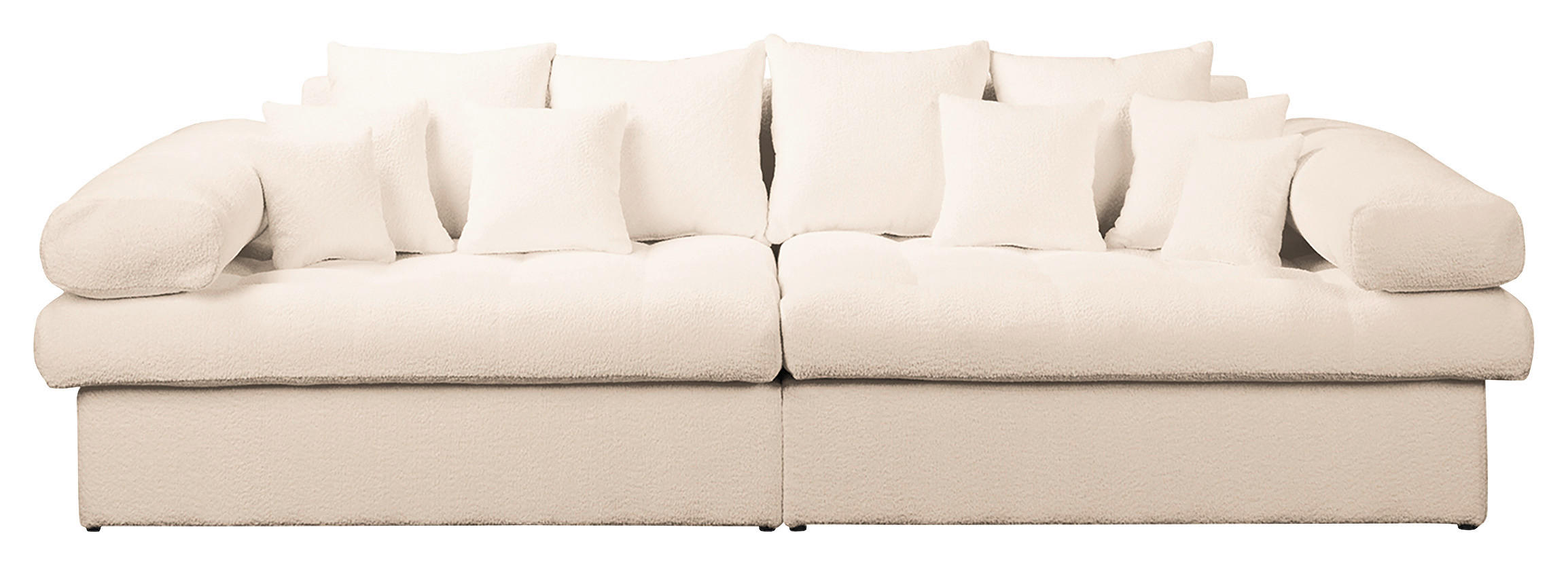 BIGSOFA in Teddystoff Creme  - Creme/Schwarz, Design, Kunststoff/Textil (284/94/148cm) - Livetastic