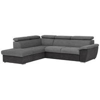 ECKSOFA in Mikrofaser Schwarz, Dunkelgrau  - Chromfarben/Dunkelgrau, Design, Textil/Metall (216/262cm) - Livetastic