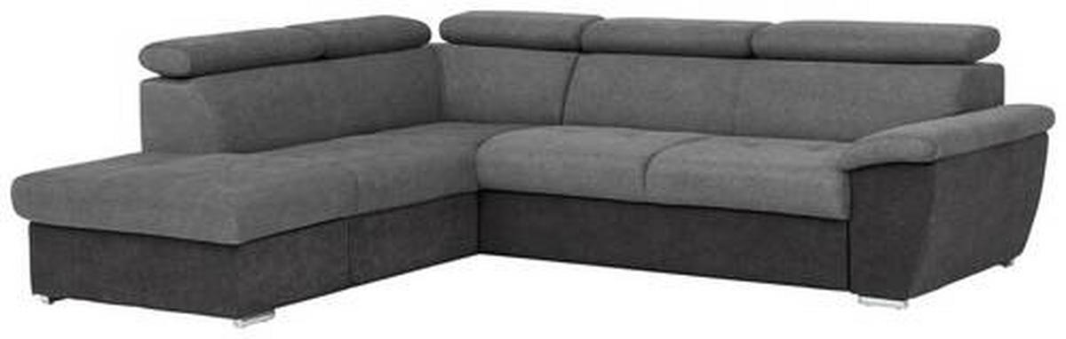 ECKSOFA in Mikrofaser Schwarz, Dunkelgrau  - Chromfarben/Dunkelgrau, Design, Textil/Metall (216/262cm) - Livetastic