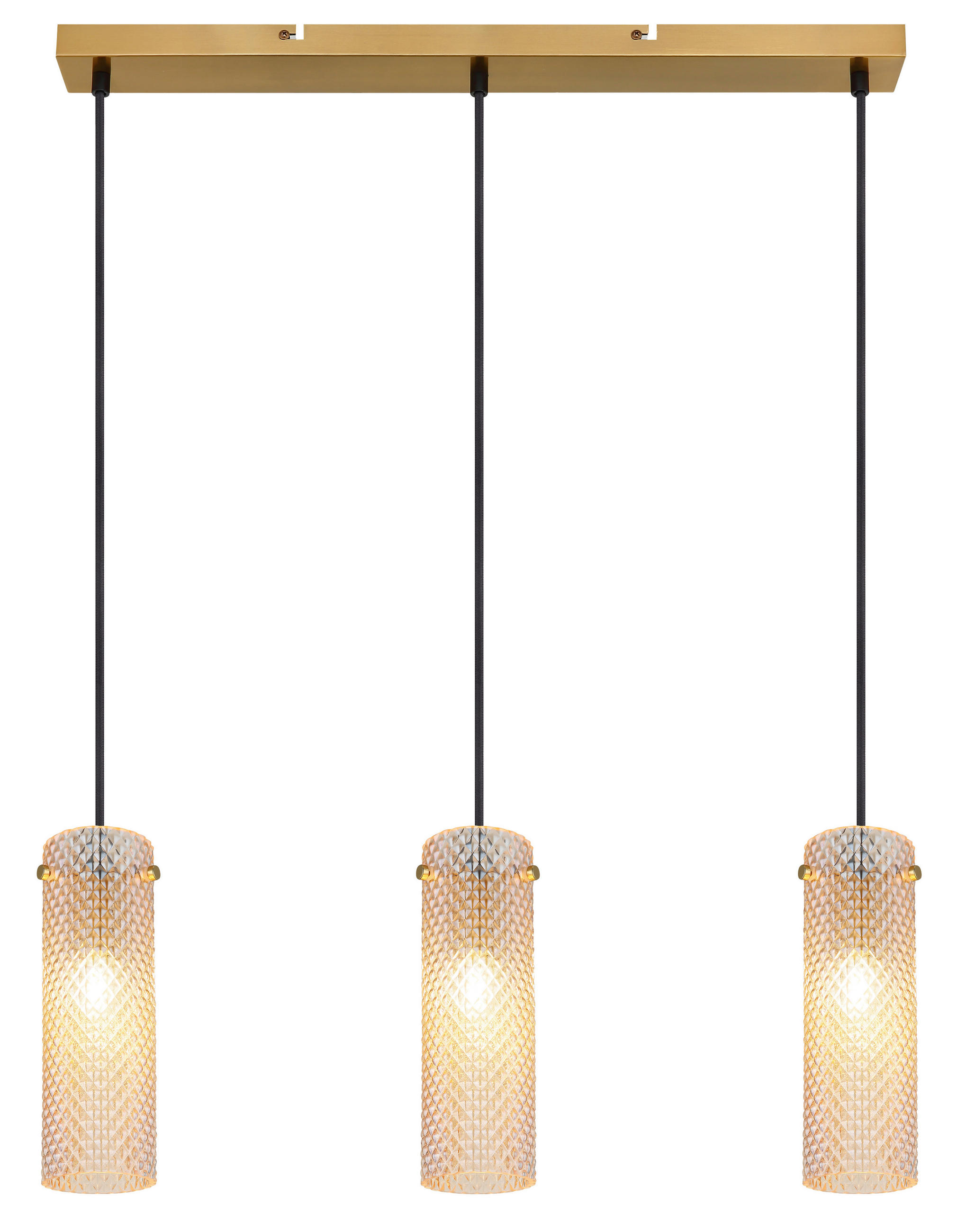 HÄNGELEUCHTE KAROLO 65/8/120 cm   - Goldfarben/Schwarz, KONVENTIONELL, Glas/Textil (65/8/120cm) - Globo