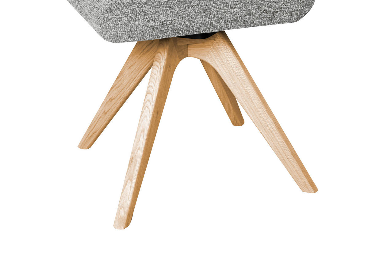STUHL drehbar - Eichefarben/Hellgrau, KONVENTIONELL, Holz/Textil (47/89/60cm) - Linea Natura