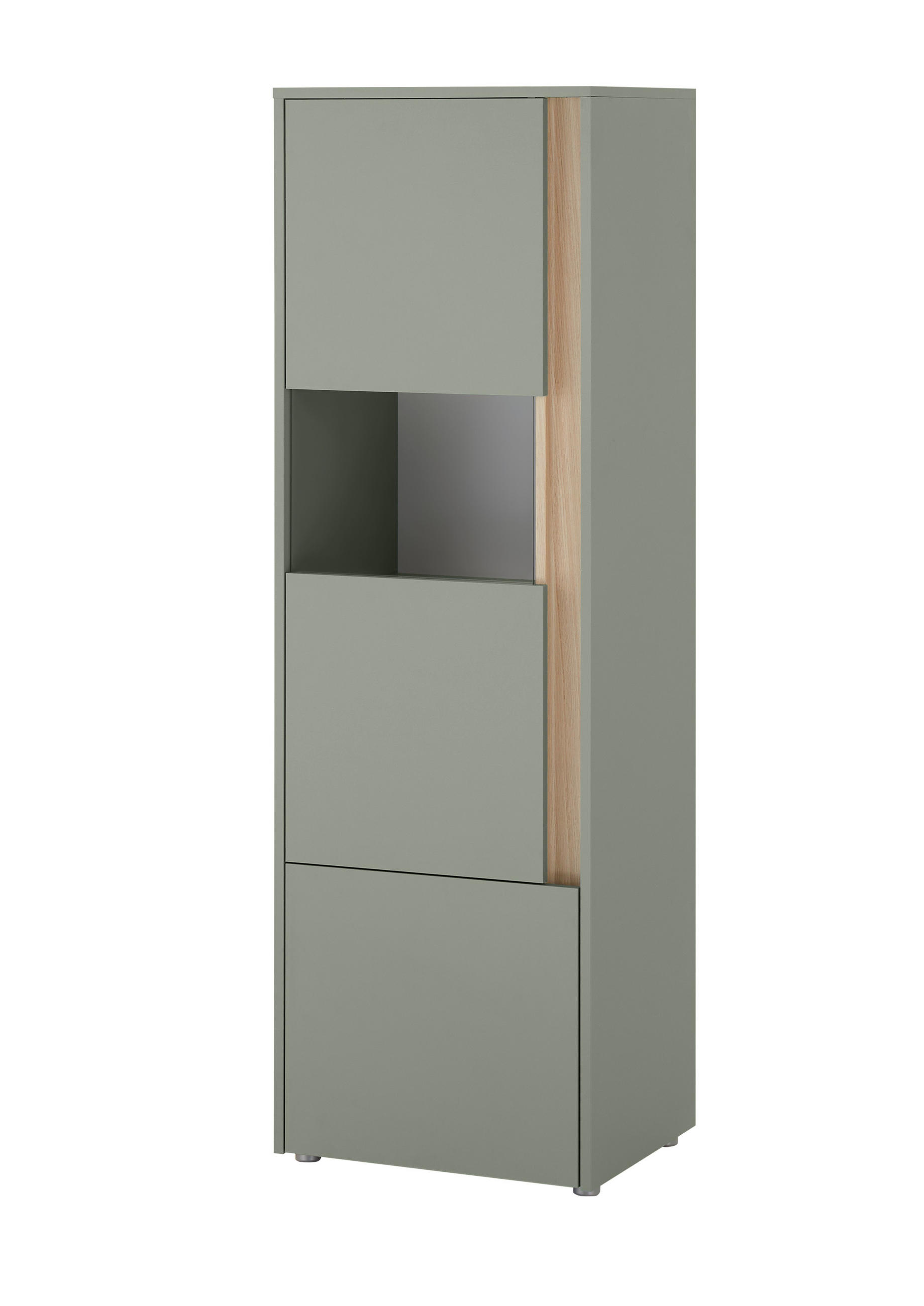 VITRINE  in Grün, Eichefarben - Eichefarben/Schwarz, Design, Holzwerkstoff/Kunststoff (50/157/40cm) - Modante
