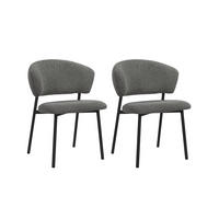 STUHL-SET 2 Stück  Webstoff  Grau  - Schwarz/Grau, MODERN, Textil/Metall (51/82/62cm) - MID.YOU