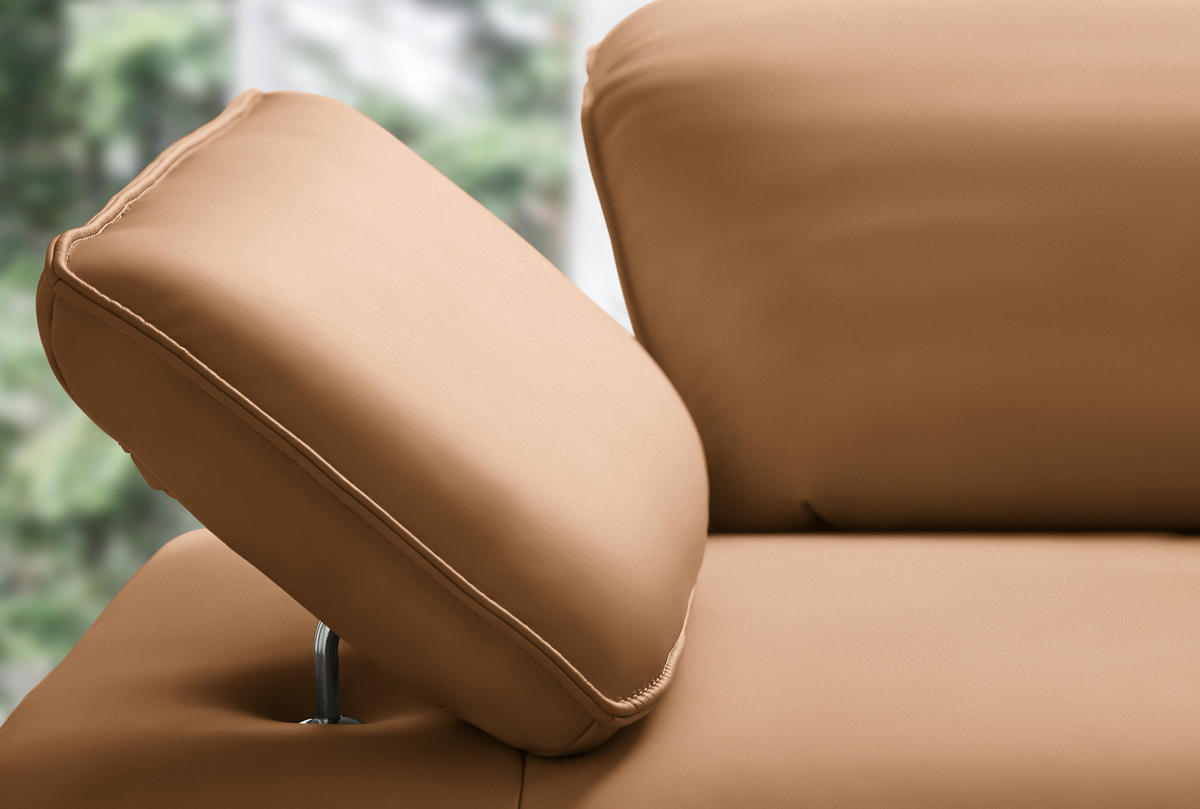 ECKSOFA Echtleder Cognac  - Cognac/Anthrazit, Design, Leder/Metall (290/230cm) - Johann Jakob