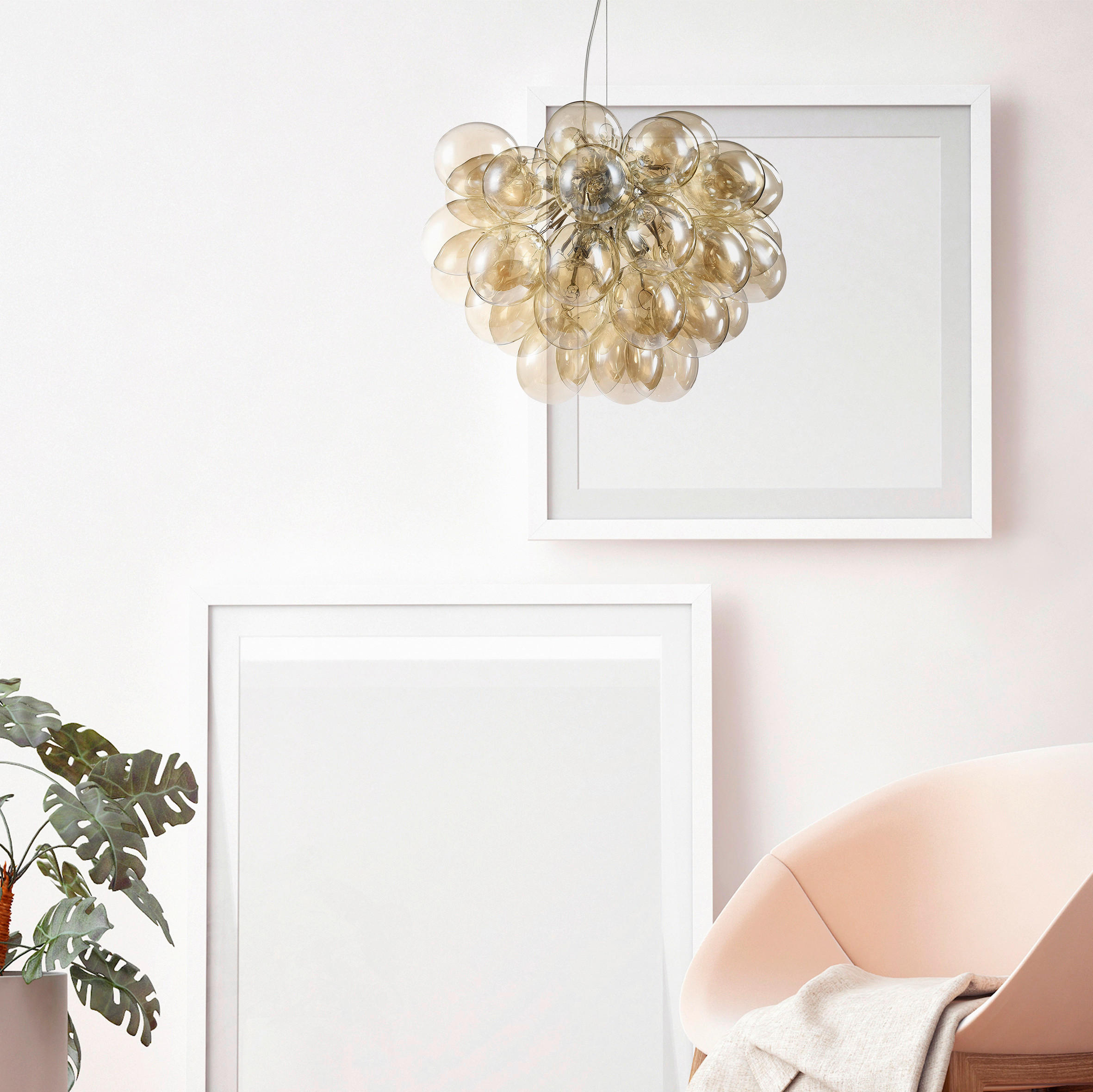 PENDELLEUCHTE 50/40/50 cm - Bernsteinfarben/Nickelfarben, Trend, Glas/Metall (50/40/50cm) - MAYTONI