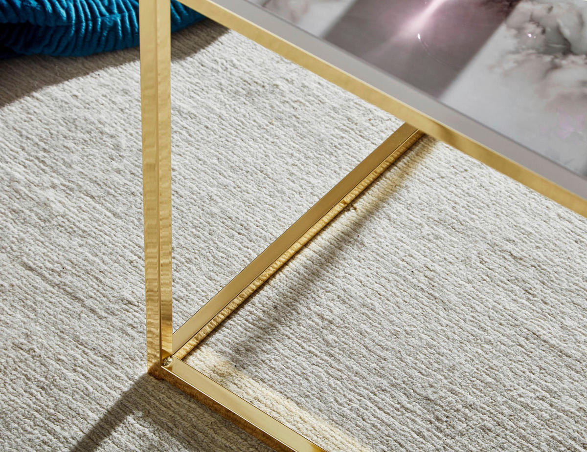 COUCHTISCH in Holzwerkstoff 60/60/45 cm   - Weiss/Goldfarben, Modern, Holzwerkstoff/Metall (60/60/45cm) - MID.YOU