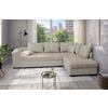 ECKSCHLAFSOFA in Beige Textil   - Beige/Schwarz, Modern, Holz/Textil (298/202cm) - MID.YOU