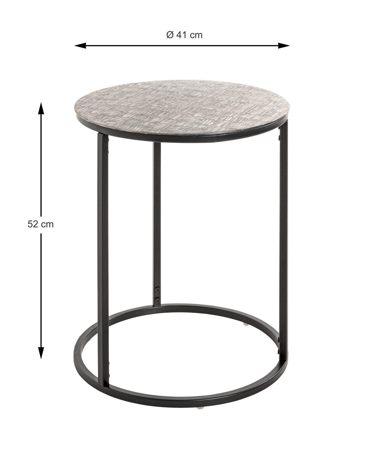 BEISTELLTISCH 41/41/52 cm Schwarz, Silberfarben rund  - Silberfarben/Schwarz, MODERN, Metall (41/41/52cm)