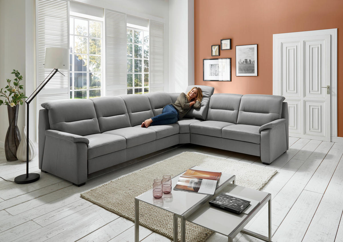 ROHOVÁ SEDACIA SÚPRAVA, textil, sivá - čierna/sivá, Konventionell, drevo/textil (245/303cm) - Beldomo Comfort