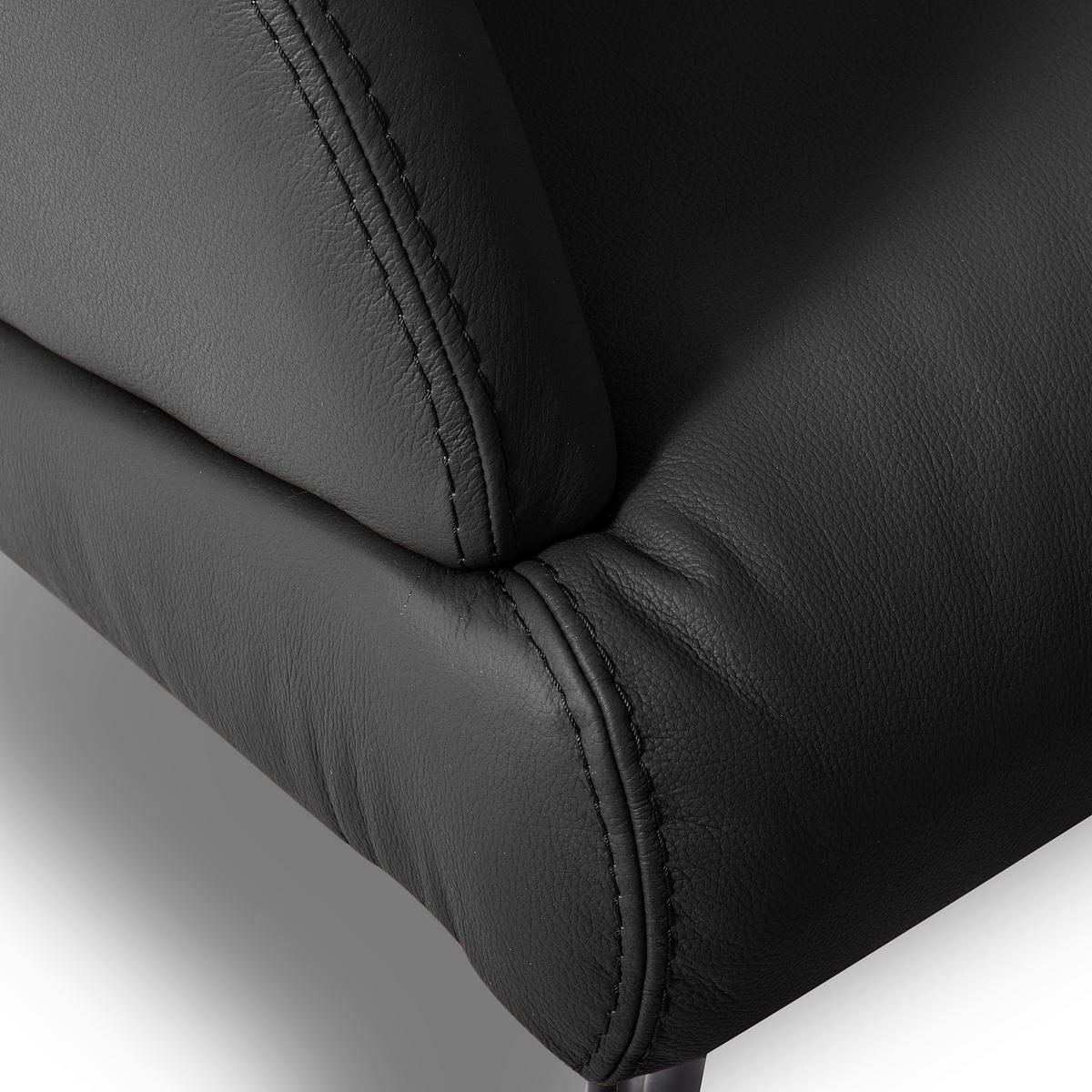 SESSEL in Echtleder Schwarz  - Schwarz, Design, Leder/Metall (67/87/74cm) - Livetastic