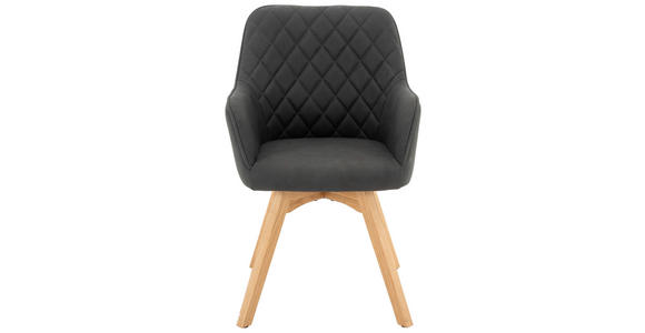 ARMLEHNSTUHL in Mikrofaser - Eichefarben/Grau, Design, Holz/Textil (57/91/64cm) - Xora