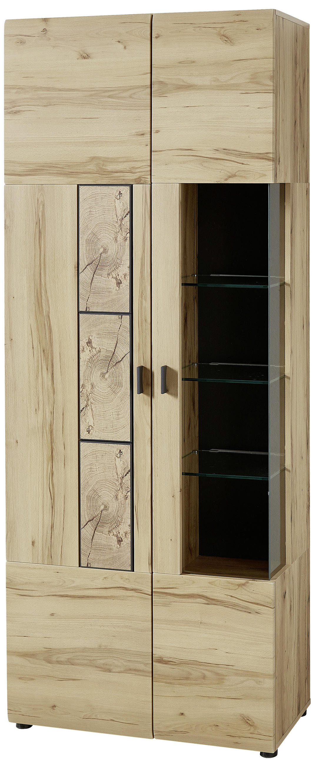 VITRINE in Graphitfarben, Kernbuche  - Graphitfarben/Kernbuche, KONVENTIONELL, Glas/Holzwerkstoff (80/201/37cm) - Xora