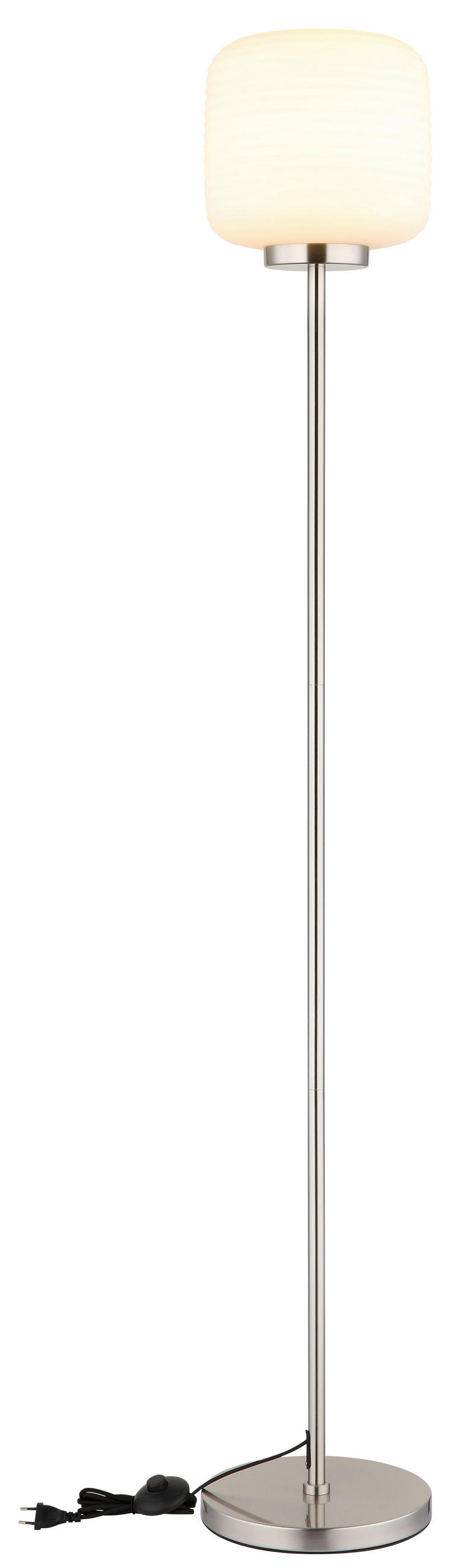 STEHLEUCHTE 24/157 cm    - Weiß/Nickelfarben, KONVENTIONELL, Glas/Metall (24/157cm) - Globo