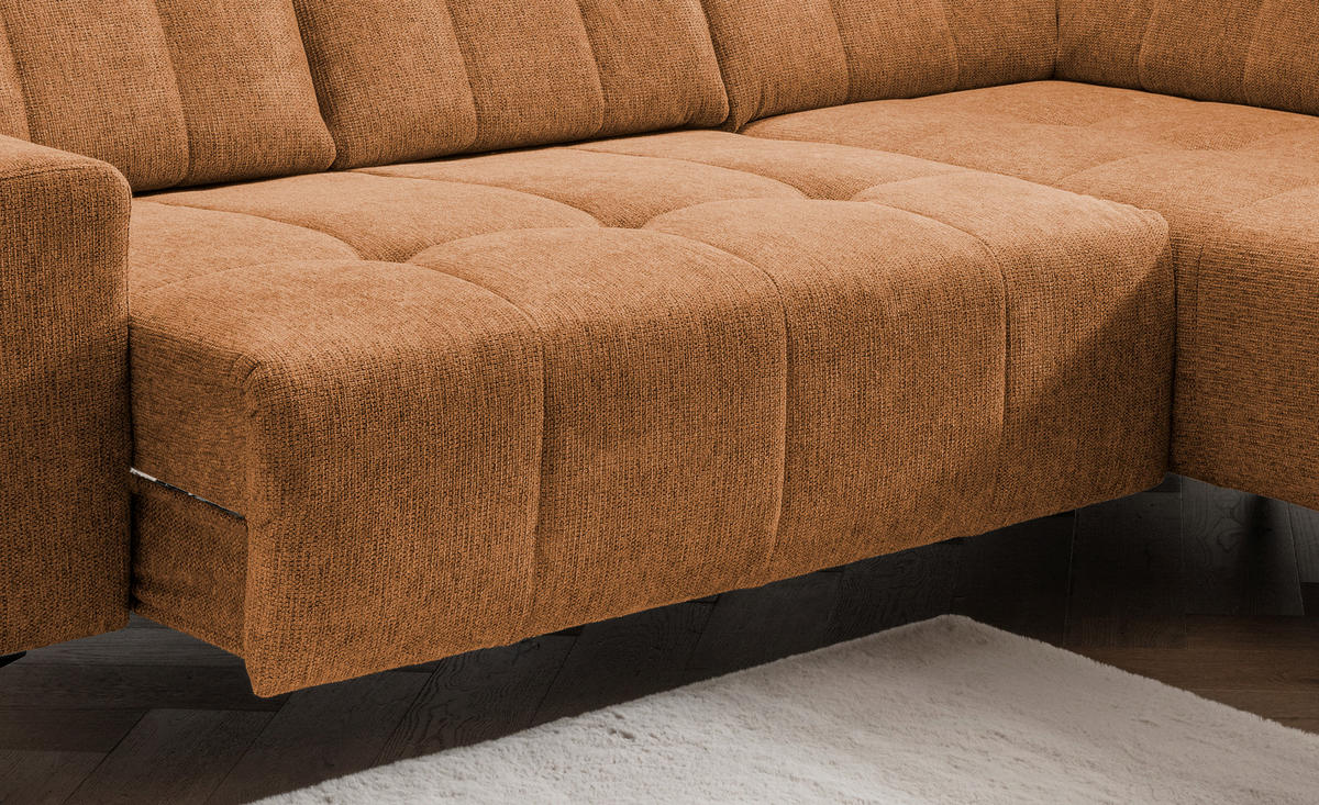 ECKSOFA in Chenille Currygelb  - Currygelb/Schwarz, Modern, Textil/Metall (261/200cm) - Livetastic