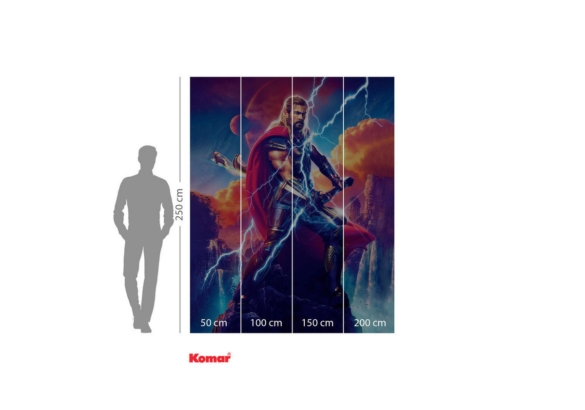 FOTOTAPETE LOVE AND THUNDER  - Naturfarben, Design, Textil (200/250cm) - Marvel