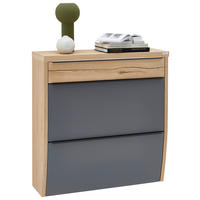 SCHUHKIPPER furniert, massiv Grau, Eichefarben  - Eichefarben/Anthrazit, Design, Holzwerkstoff/Metall (92/95/31cm) - Dieter Knoll