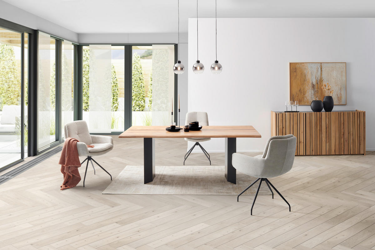 ESSTISCH in Holz, Metall  - Schwarz/Akaziefarben, MODERN, Holz/Metall (200/76/100cm) - Livetastic