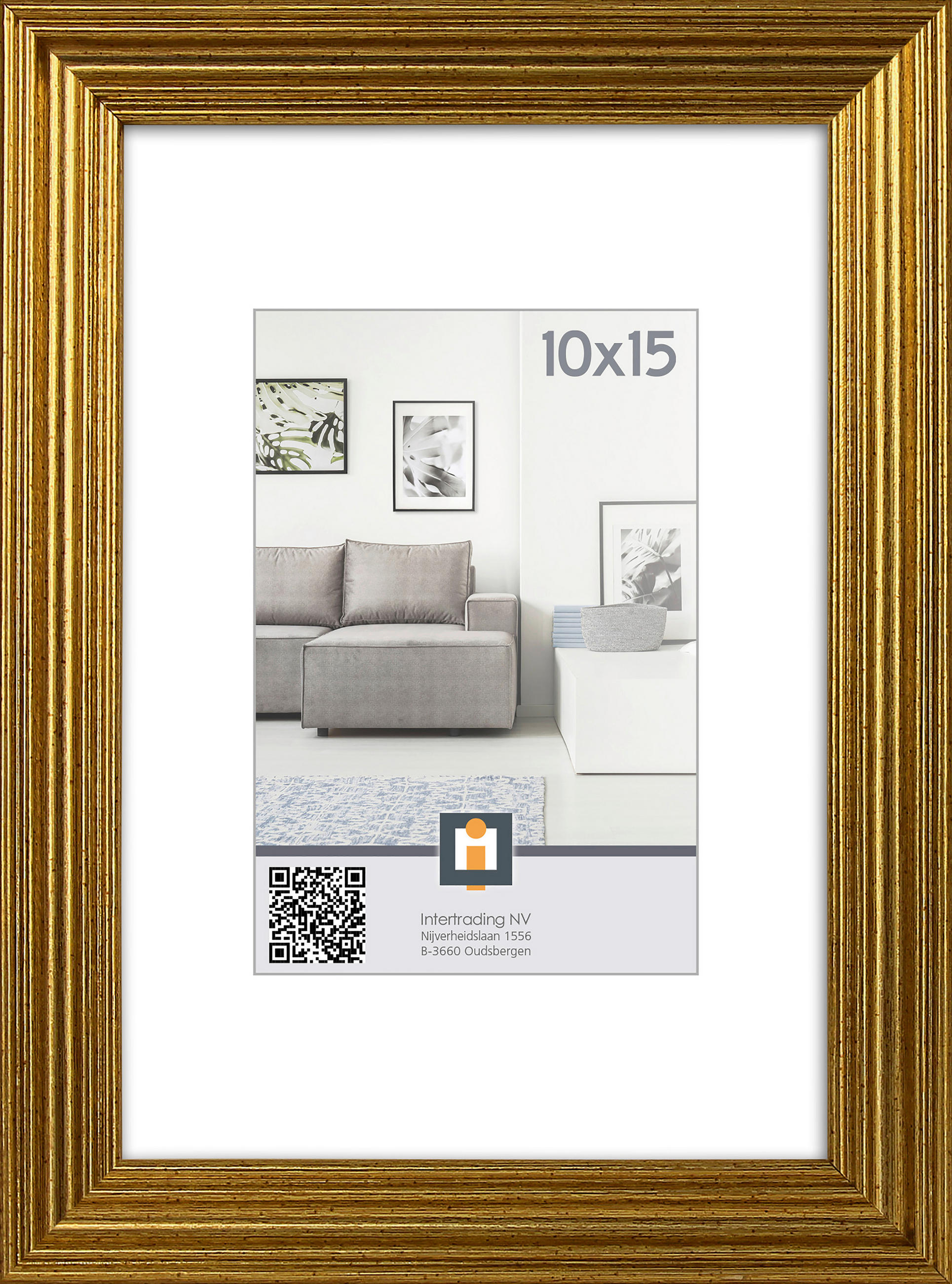 KÉPKERET  - aranyszínű, Basics, műanyag/üveg (12/17/1.2cm)