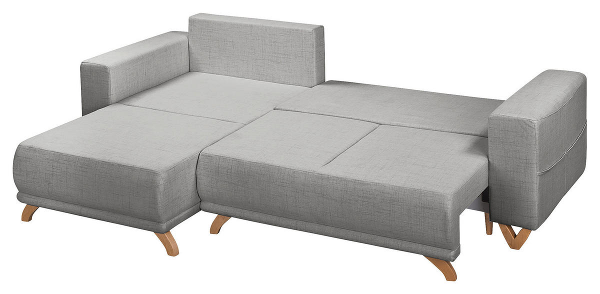 ECKSOFA Bella Grau Textilgeflecht  - Wengefarben/Grau, Design, Holz/Textil (257/174cm) - Livetastic