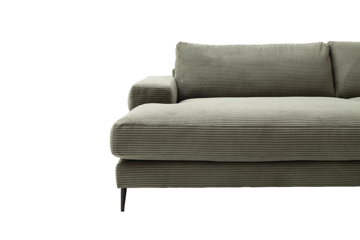 BIGSOFA in Cord Grün  - Schwarz/Grün, Design, Textil/Metall (296/83/177cm) - Dieter Knoll
