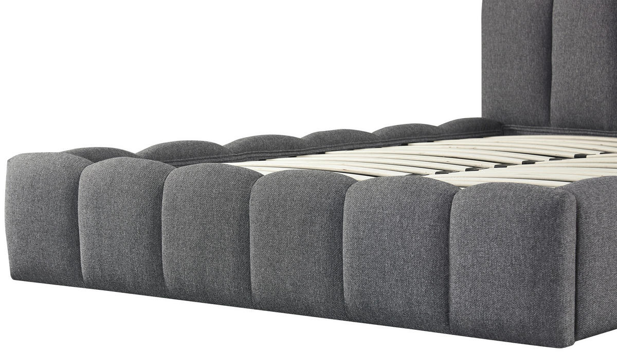 POLSTERBETT 140/200 cm  Grau  - Schwarz/Naturfarben, Modern, Holz/Kunststoff (140/200cm) - Livetastic