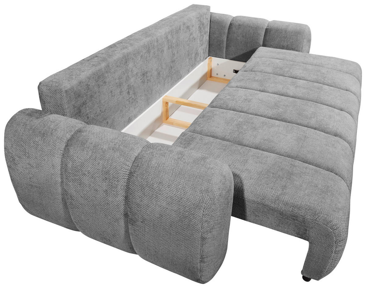 SCHLAFSOFA in Webstoff Grau  - Schwarz/Grau, Design, Kunststoff/Textil (256/76/112cm) - MID.YOU