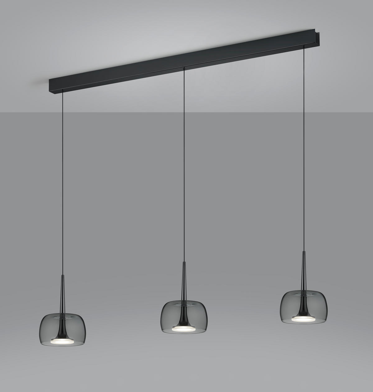 LED-HÄNGELEUCHTE Flute 110/7/200 cm   - Schwarzchrom, Design, Glas/Kunststoff (110/7/200cm) - Helestra