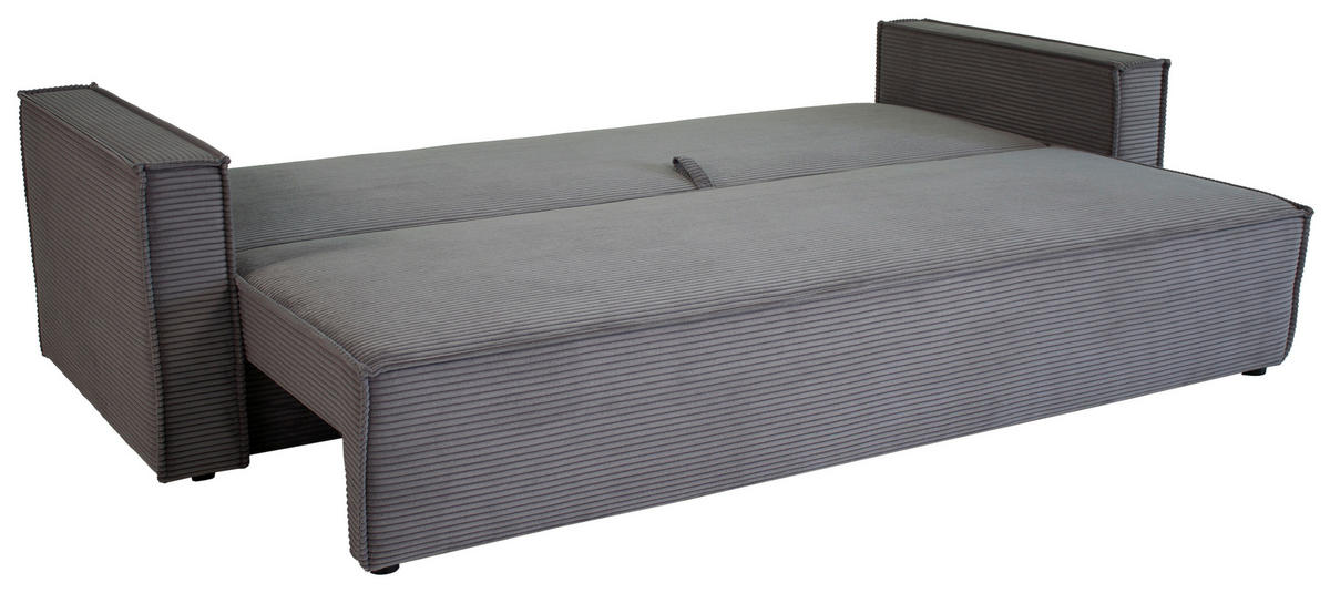 SCHLAFSOFA  mit Rücken echt, Armteil links, Armteil rechts Cord Anthrazit  - Anthrazit/Schwarz, Design, Textil (232/85/92cm) - Xora