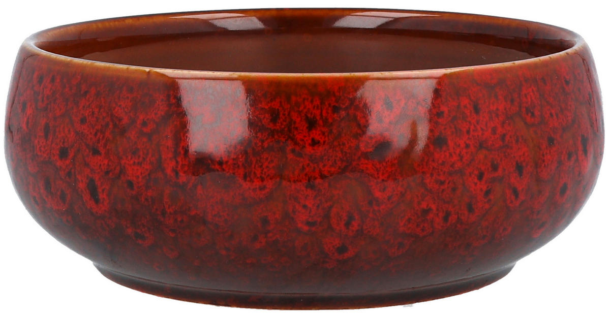 KERZE IM TOPF - Rot/Weiß, Trend, Keramik (16,8/6,2/16,8cm)