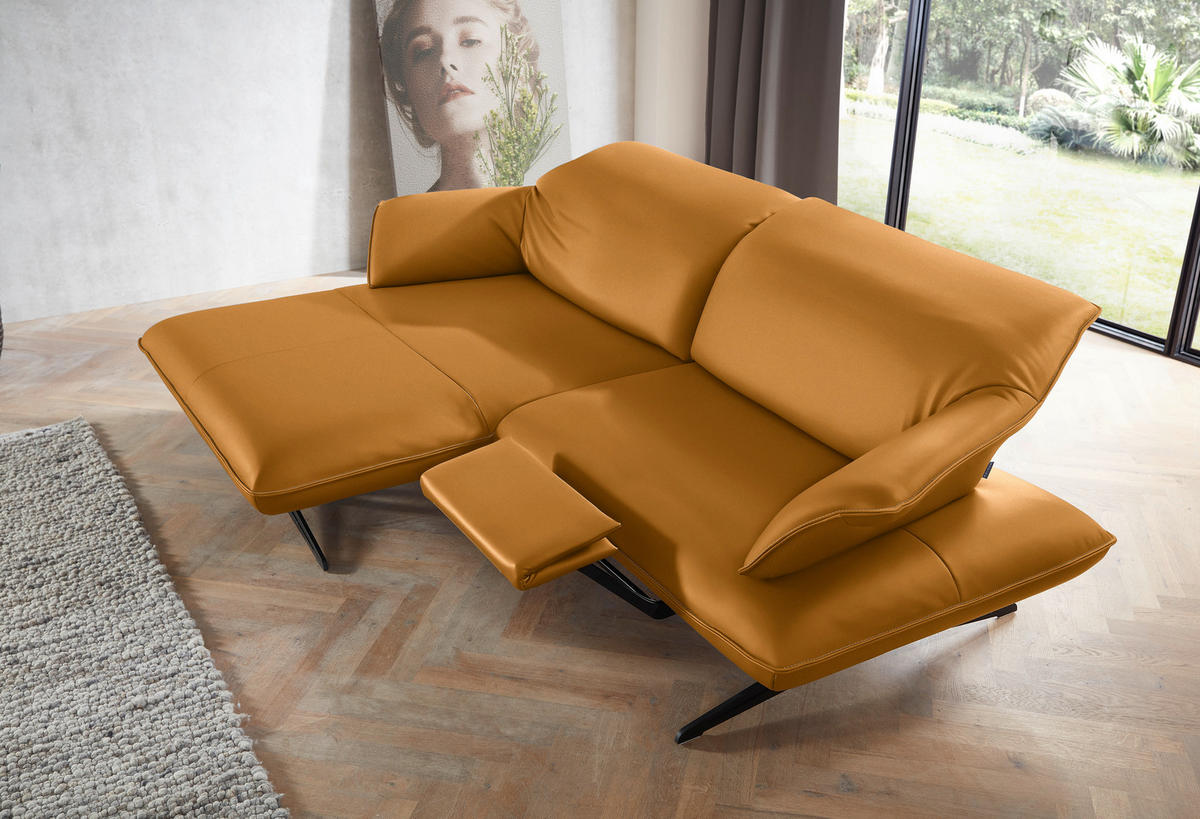 ECKSOFA in Echtleder Goldfarben  - Beige/Goldfarben, Design, Leder/Metall (169/252cm) - Koinor