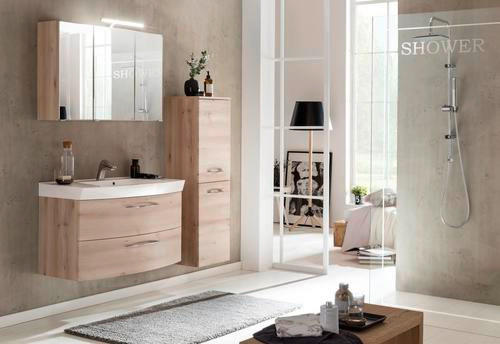 MIDISCHRANK 40/130/35 cm - Chromfarben/Buchefarben, KONVENTIONELL, Holzwerkstoff/Metall (40/130/35cm) - Xora