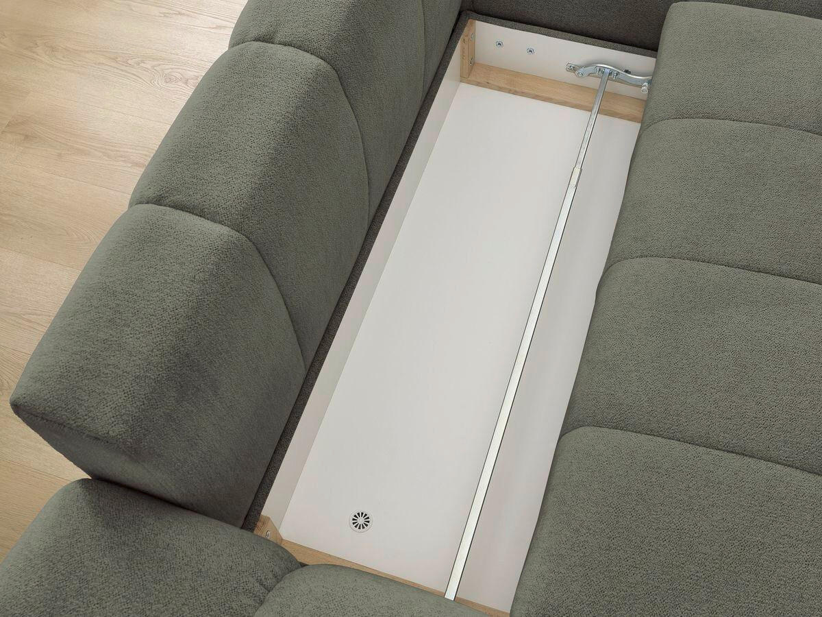 ECKSCHLAFSOFA EVEREST  mit Rücken echt, Armteil links, Armteil rechts Flachgewebe Grün  - Schwarz/Grün, MODERN, Kunststoff/Textil (318/180cm) - Livetastic