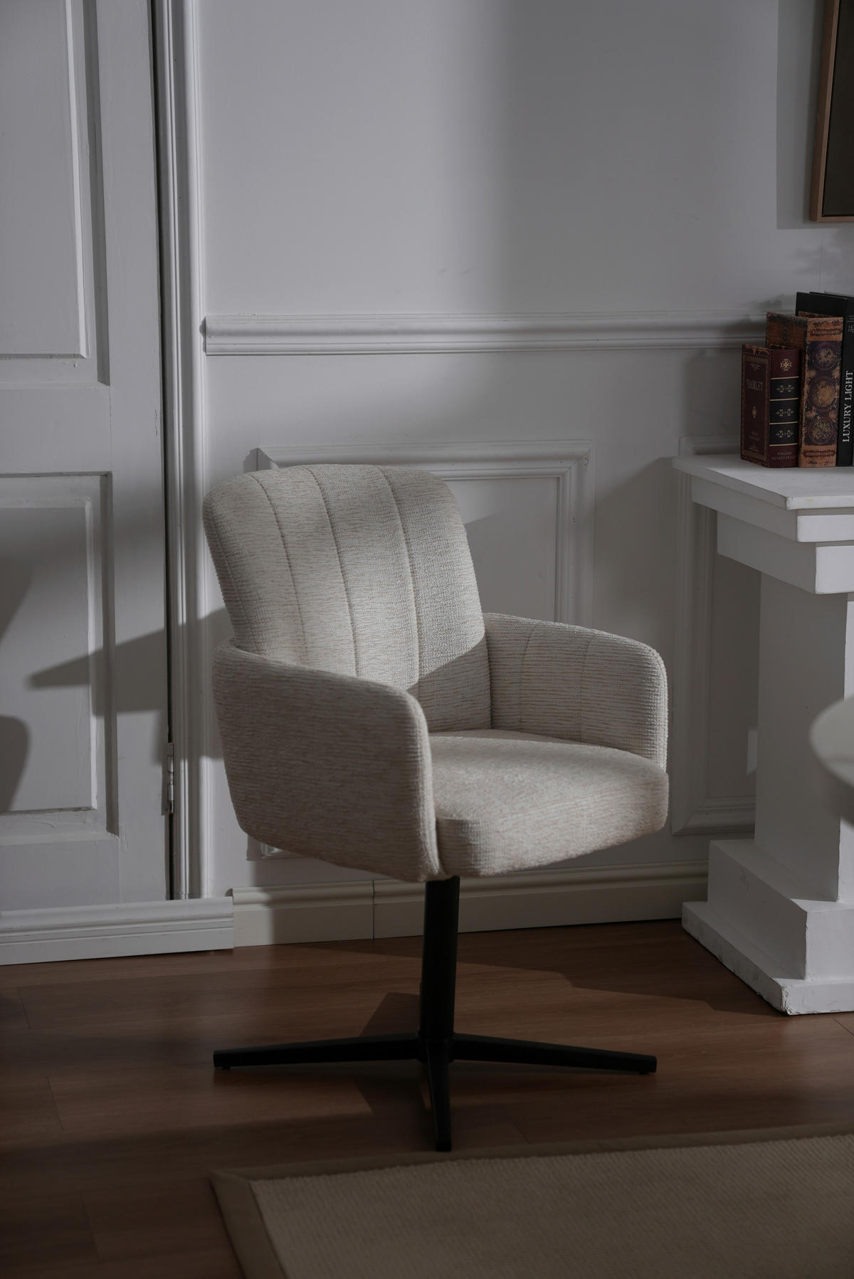 NASLANJAČ, les, kovina, tekstil bež  - črna/bež, Trendi, kovina/tekstil (58/86/64cm) - Livetastic