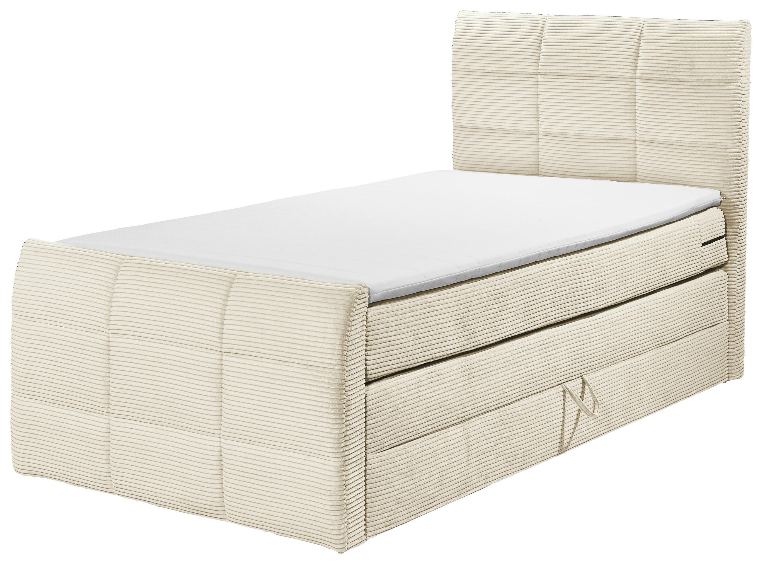 BOXSPRINGBETT 100/200 cm  in Creme  - Creme/Schwarz, MODERN, Holzwerkstoff/Kunststoff (100/200cm) - MID.YOU