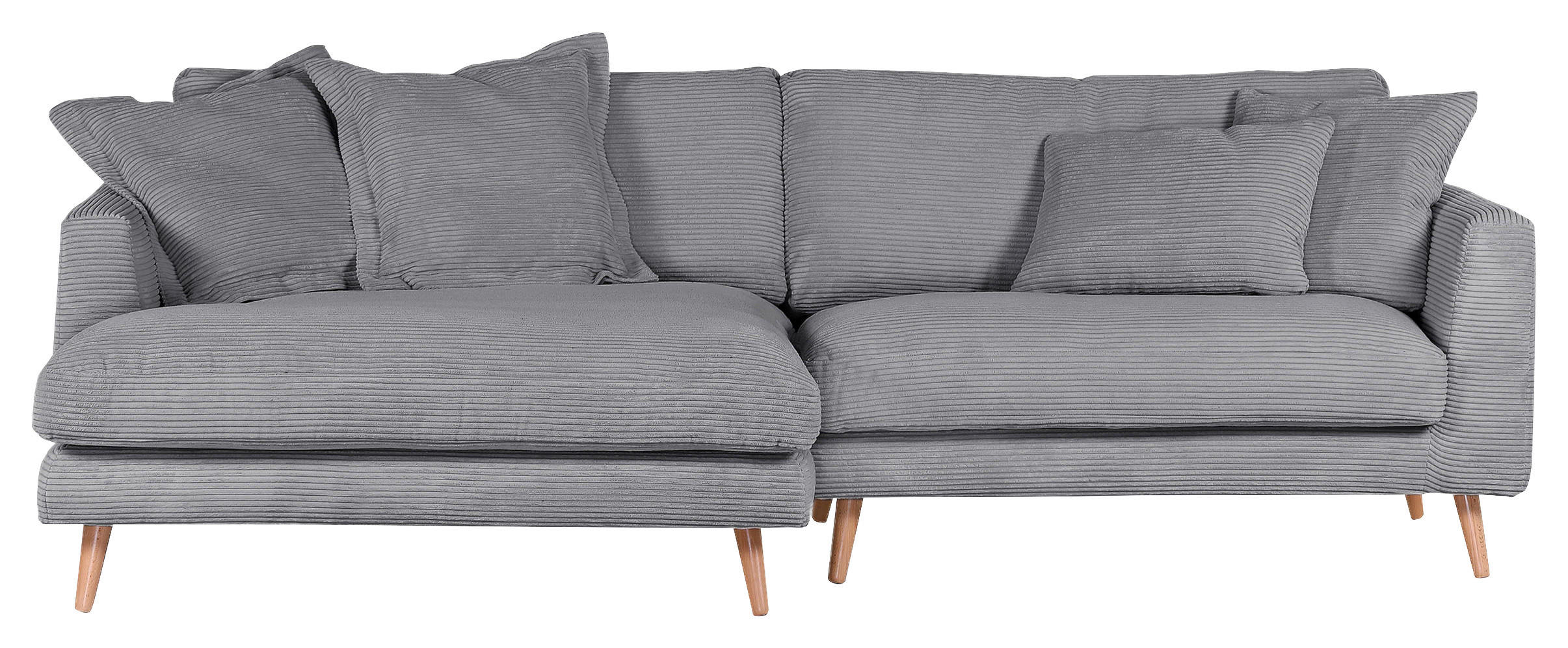 ECKSOFA in Cord Grau  - Naturfarben/Grau, Romantik / Landhaus, Holz/Textil (140/270cm) - Landscape