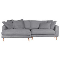 ECKSOFA in Cord Grau  - Naturfarben/Grau, Romantik / Landhaus, Holz/Textil (140/270cm) - Landscape