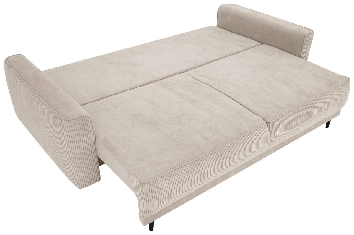 SCHLAFSOFA  in Cord, Samt Beige  - Beige/Schwarz, MODERN, Holz/Textil (232/96/112cm) - MID.YOU