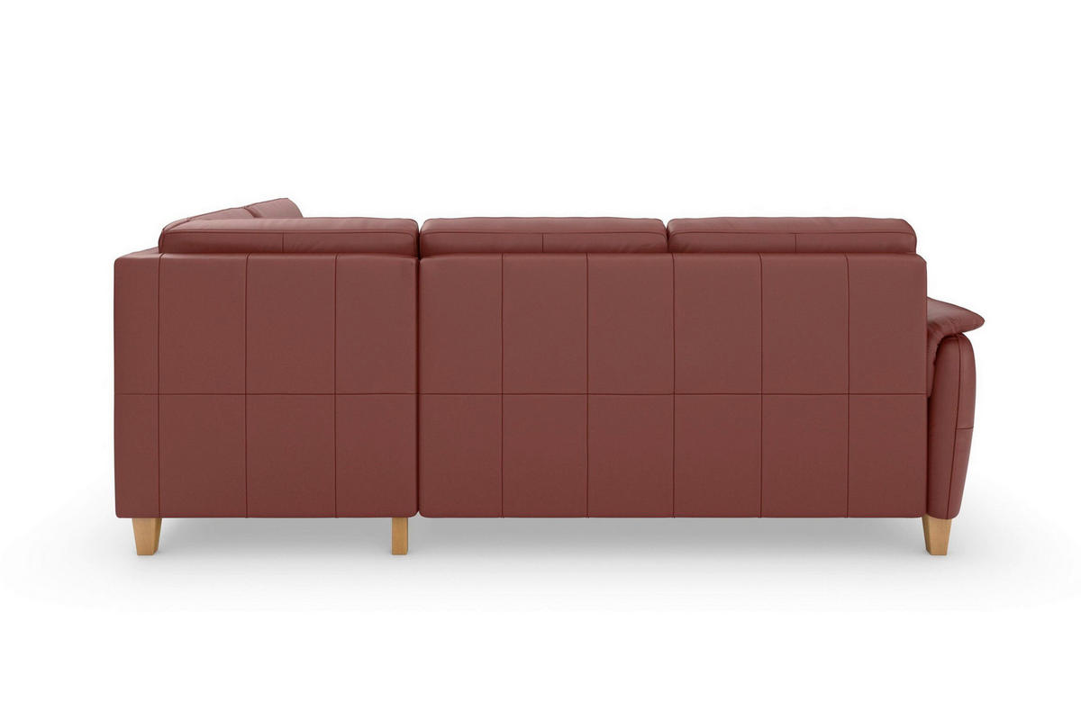 ROHOVÁ SEDAČKA, koža, červenohnedá - červenohnedá/farba duba, Basics, koža/drevo (236/212cm) - Sit & More