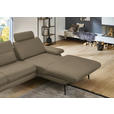 ECKSOFA in Echtleder Beige  310/180 cm  - Beige/Schwarz, Design, Leder/Metall (310/180cm) - Dieter Knoll