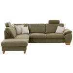 ECKSOFA in Mikrofaser Hellgrün  - Wildeiche/Beige, KONVENTIONELL, Holz/Textil (236/286cm) - Voleo