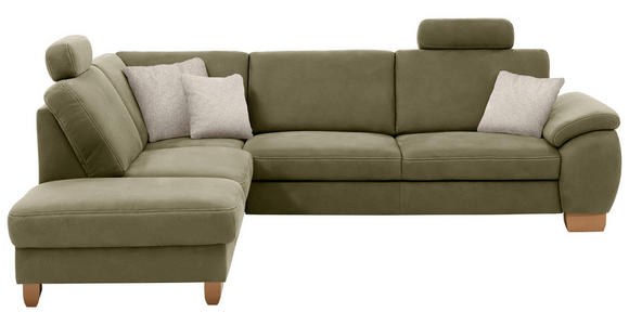 ECKSOFA in Mikrofaser Hellgrün  - Wildeiche/Beige, KONVENTIONELL, Holz/Textil (236/286cm) - Voleo