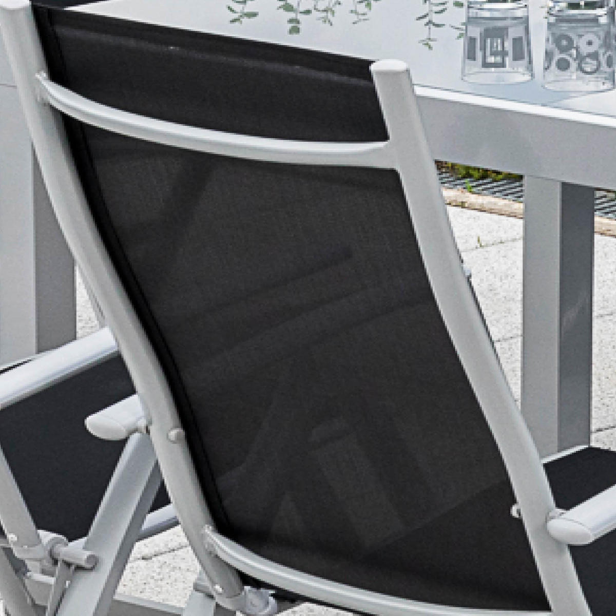 GARTENKLAPPSESSEL-SET Aluminium Dunkelblau  - Silberfarben/Dunkelblau, ROMANTIK / LANDHAUS, Textil/Metall (57/108/65cm) - Gardenson