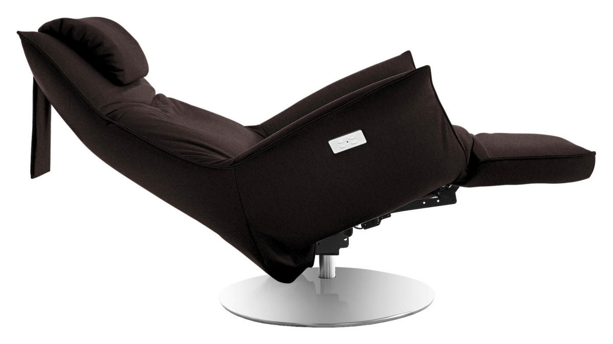 RELAXSESSEL in Leder Dunkelbraun  - Edelstahlfarben/Dunkelbraun, Design, Leder/Metall (92/79/90cm) - Koinor