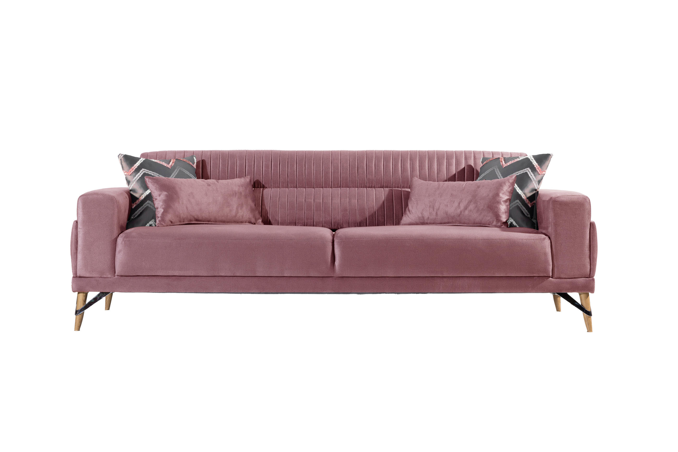 3-SITZER-SOFA Samt Altrosa  - Beige/Rot, Design, Kunststoff/Textil (233/77/87cm) - Livetastic
