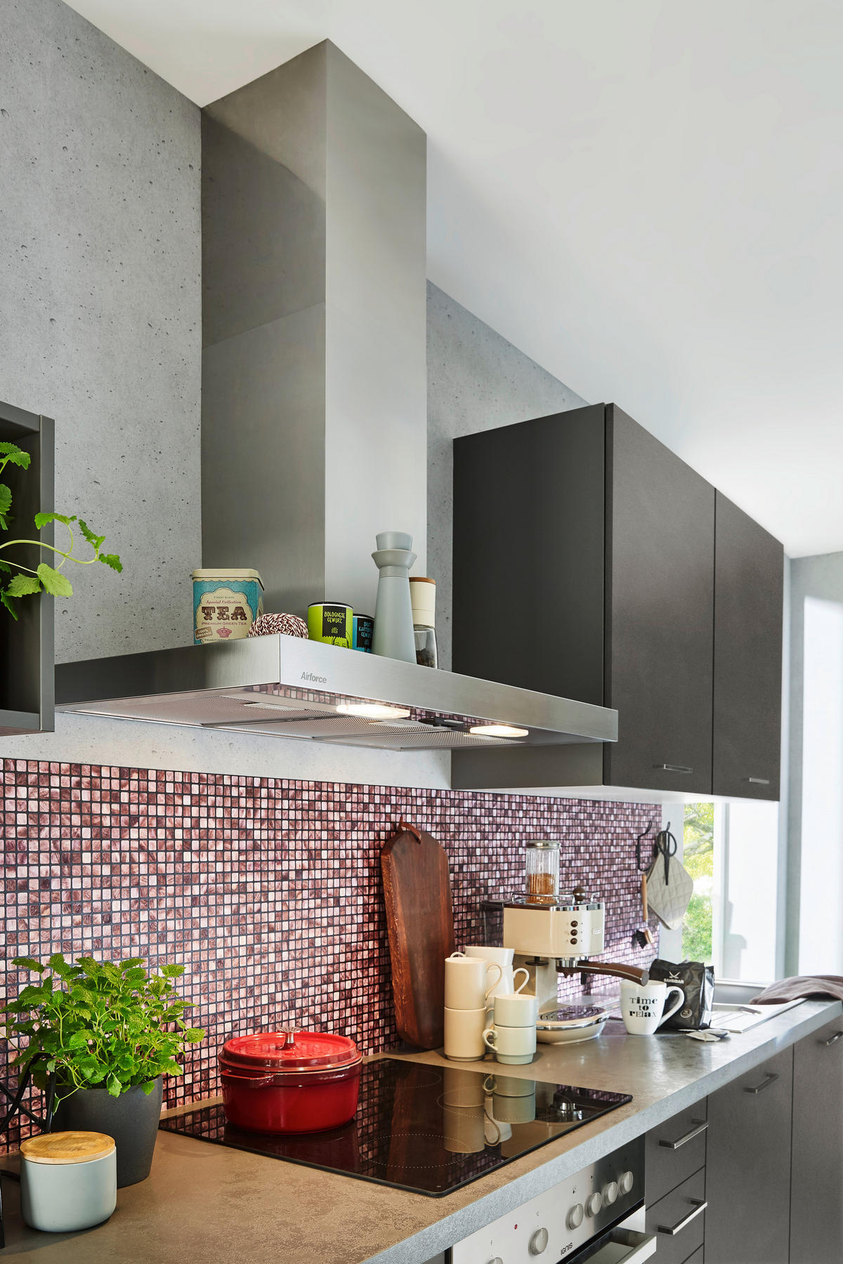 KÜCHENLEERBLOCK   in Anthrazit, Dunkelgrau  - Edelstahlfarben/Dunkelgrau, Design, Holzwerkstoff/Metall (295/120cm) - Welnova