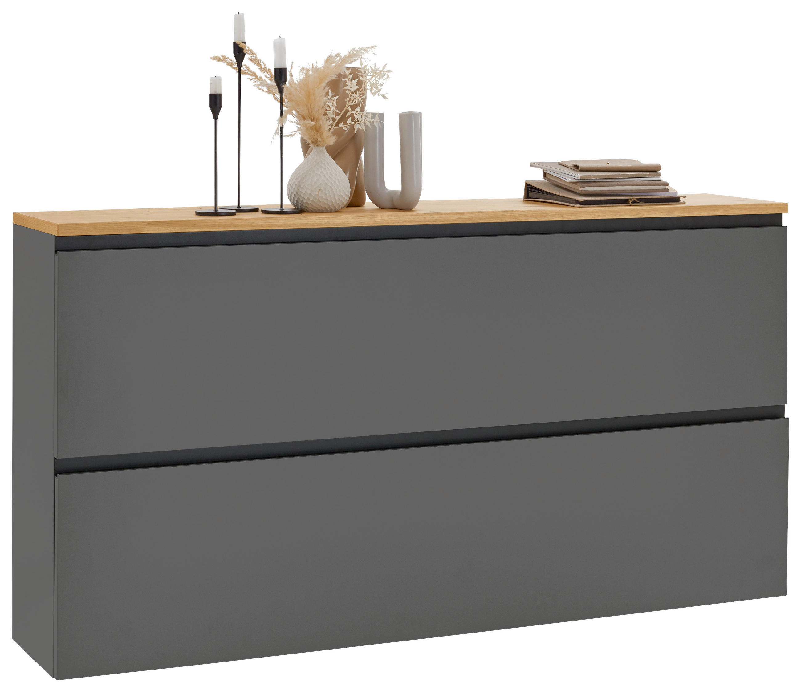 HÄNGESCHUHSCHRANK Balkeneiche furniert Grau, Eichefarben - Eichefarben/Anthrazit, Design, Holz/Holzwerkstoff (160/83/31cm) - Dieter Knoll