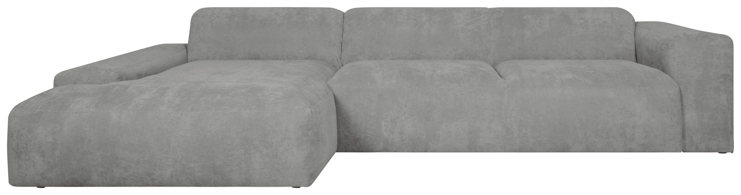 ECKSOFA HANNAH Hellgrau Cord  - Hellgrau/Schwarz, Design, Kunststoff/Textil (170/343cm) - MID.YOU