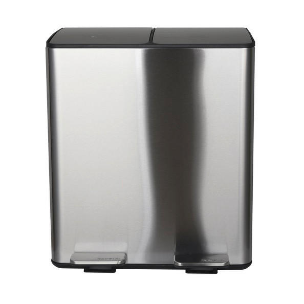 TRETEIMER 40 L  - Silberfarben/Schwarz, Basics, Kunststoff/Metall (45/30/51cm) - Spirella