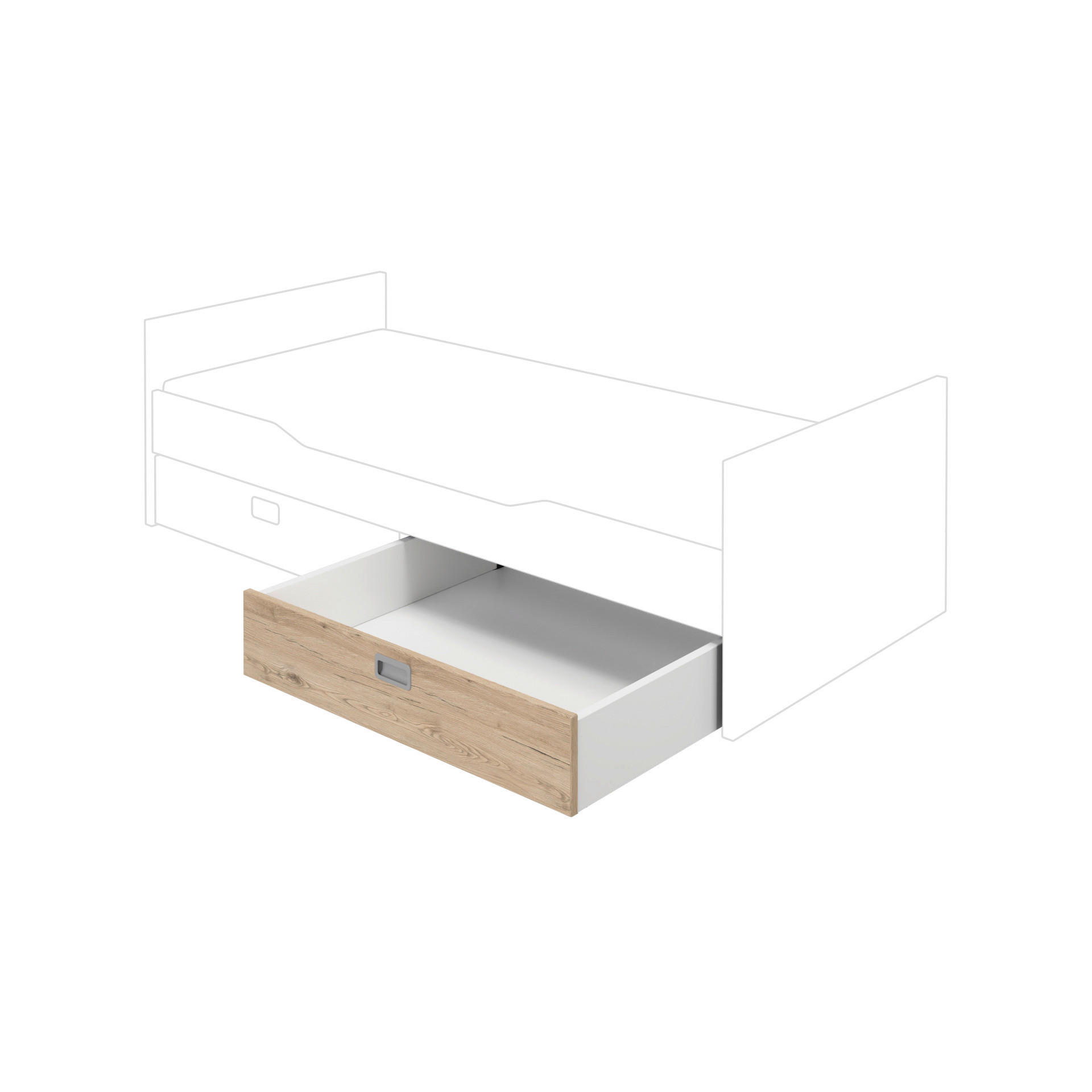 BETTKASTEN Weiß, Eichefarben  - Eichefarben/Weiß, Design, Holzwerkstoff (98,5/21,4/95,2cm) - Paidi